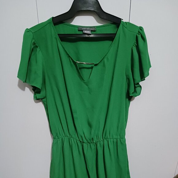 Suzy Shier Green Short-Sleeve V-Neck Knee-Length Dress Women's Size M - Picture 1 of 3